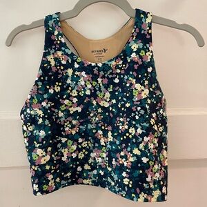OLD NAVY PowerSoft Longline Blue Floral Sports Bra Size 8